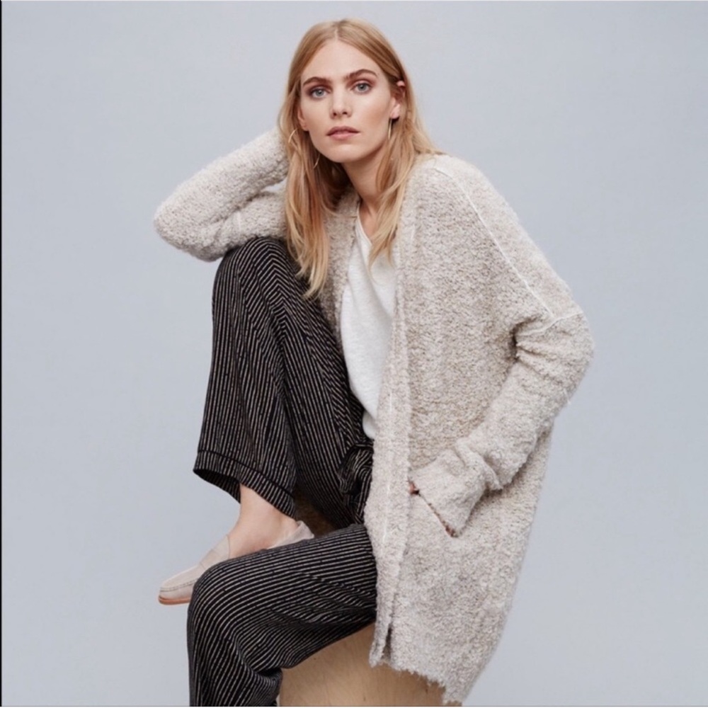 Free People Boucle Cardi Alpaca Blend Oversized Sweater Size S